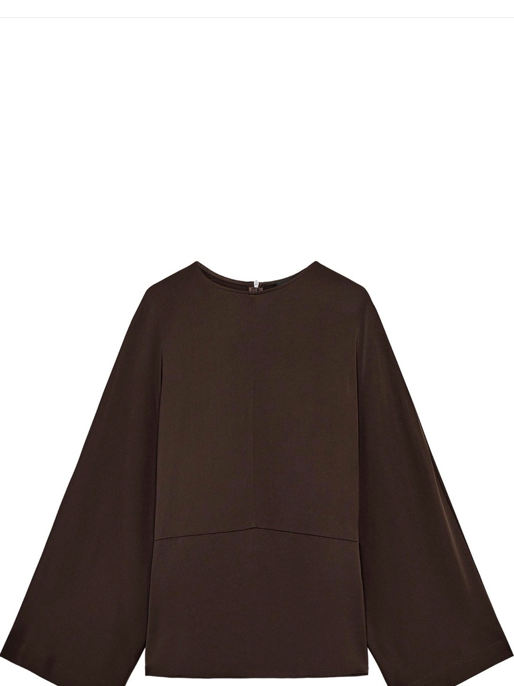 Zara Dark Brown Wide-Sleeve Tunic Top